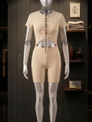 Beige one-piece shorts used, size S-M, Marmalady