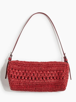 H&M Shoulder Bag New Red Cylindrical Straw