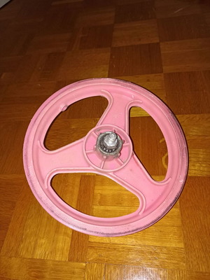 Front 12-inch plastic pink bicycle rim used Italian brand