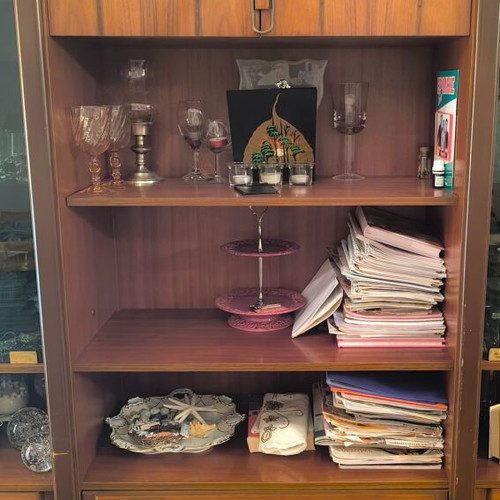 Furniture unit used with cabinet, drawer and 3 shelves