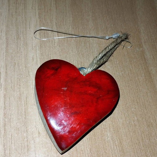 Wooden heart like new handmade hanging ornament