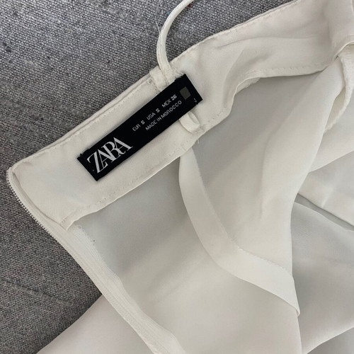Zara white satin dress used, size small with slit