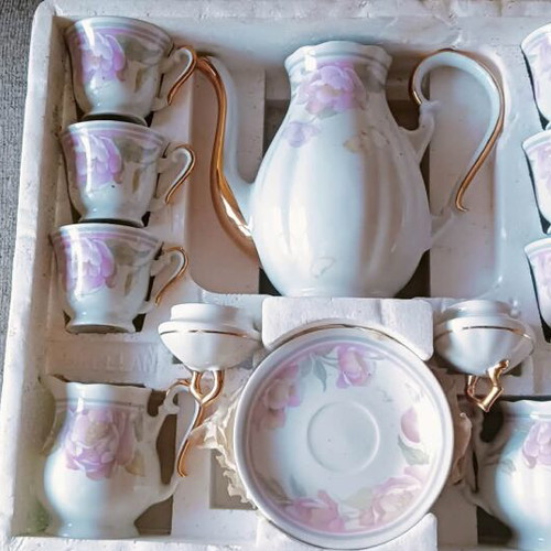 Vintage Porcelain Coffee and Tea Set 15 Pieces Zaječar Yugoslavia