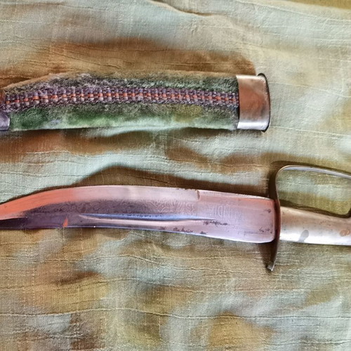 Retro decorative knife with velvet sheath used, made in India