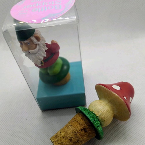 Bottle stoppers with decorative figurines, new, set of 2