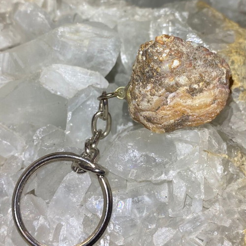 Key Chain Handmade with Natural Raw Agate new, orange