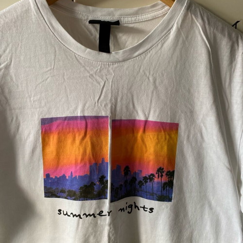 H&M short-sleeve shirt used, size M, white with print