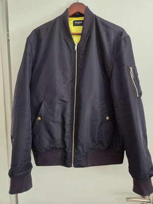 The Kooples Navy Quilted Technical Bomber Jacket L like new