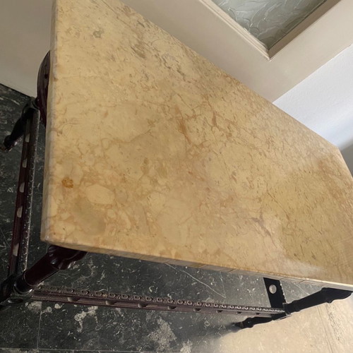 Coffee table marble wooden carved used