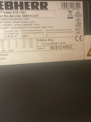 Liebherr wine cooler used