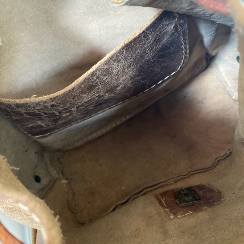 Leather backpack small used, tan color