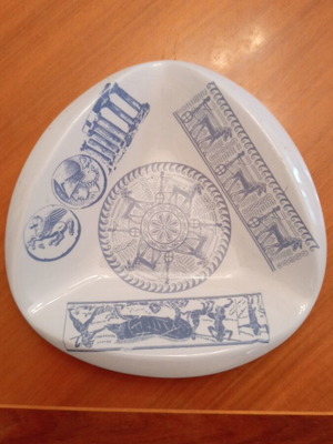 Vintage ELKE Chalkida ceramic ashtray and tray, Ironstone 1960-1970