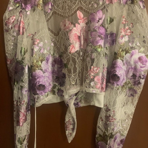 For Love & Lemons blouse short with tie, like new, size M