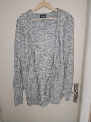 Πλεκτή unisex ζακέτα με κουκούλα Pull&Bear, γκρι μελανζέ, μέγεθος M