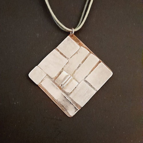 Handmade necklace with copper base and silver plates, new