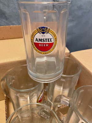 Чаши за бира Amstel 0,3L нови, комплект от 6 с кутия