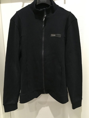 Plein Sport Mens Black Cotton Logo Full Zip Jacket L like new