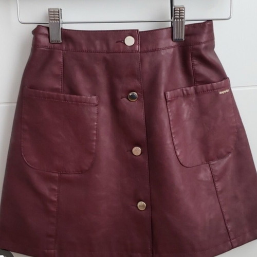 Mayoral Kids Leather Skirt Solid Burgundy New