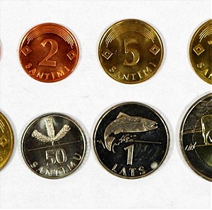 LATVIA Set 8 νομίσματα UNC