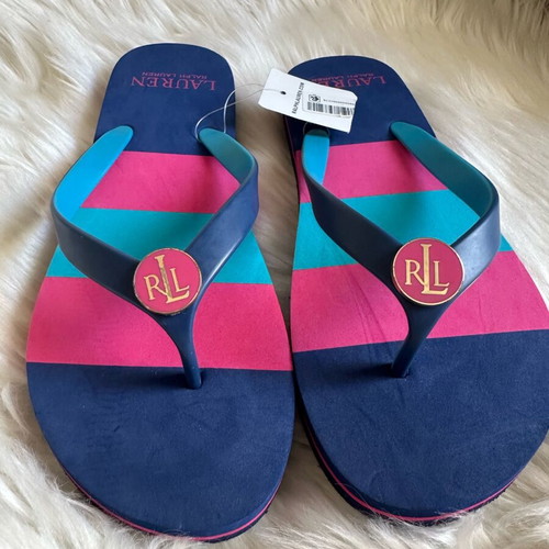 Ralph Lauren flip flops new, size 39/40, blue and pink