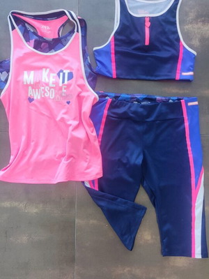 Zara sports set 3 pieces for 12 years like new, blue and pink