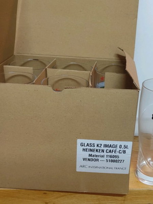Heineken 0.5 l beer glasses new, pack of six