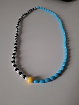 Half Half Necklace with Turquoise and Black White Beads made to order