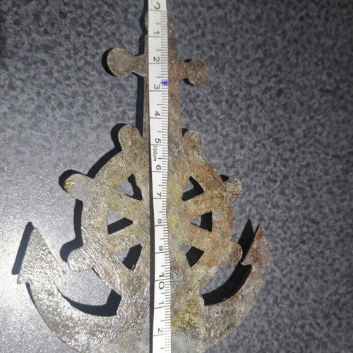 Vintage brass nautical wall decoration anchor with ship wheel