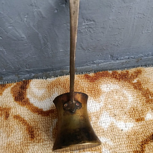 Old cezve handmade with engraved handle, used