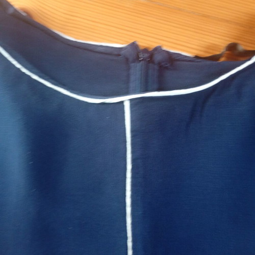 Zara cape blouse used, dark blue with white trim, batwing sleeves