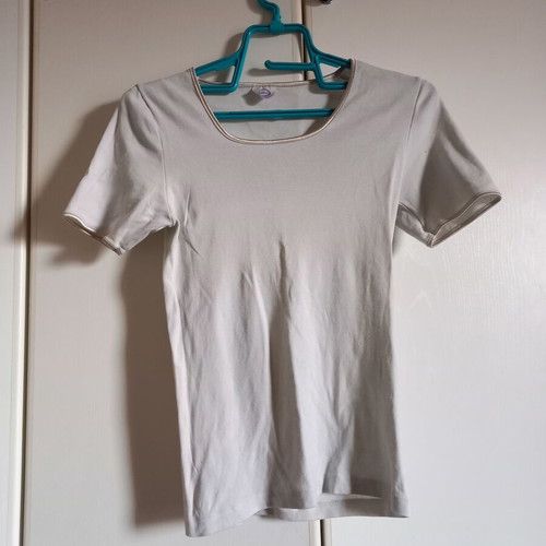 White short-sleeve elastic blouse size S new