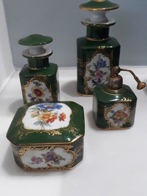 Limoges porcelain set used, 4 pieces, vintage