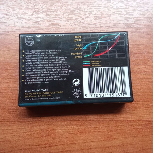 Philips P5 90 8 mm video VHS cassette new, sealed 1990s