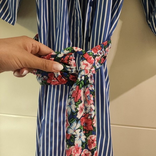 Shirt dress new, striped with floral details