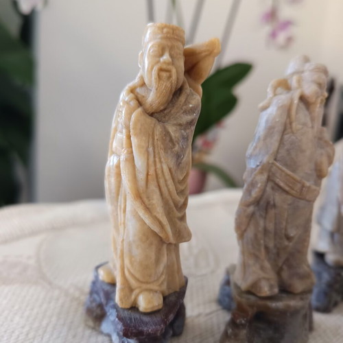 Feng Shui Three Wise Men soapstone figurines like new