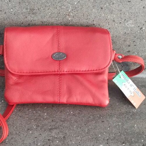 Leather women's handbag and shoulder bag red new