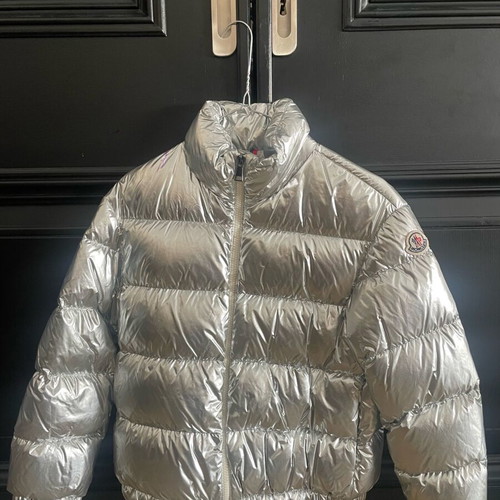 Moncler puffer jacket silver like new, 90% down 10% feather, size 140 cm