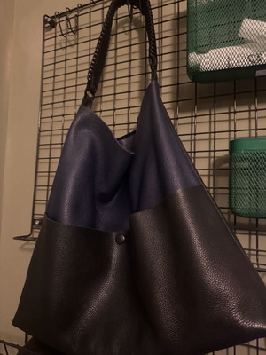 Callista Crafts Duo Leather Shoulder Bag Navy Blue and Black like new