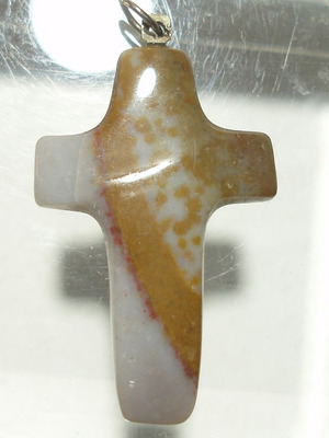 Jasper Mineral Cross new with stainless steel ring G152