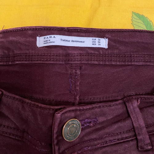 Zara jeans used, slim fit, burgundy, size M