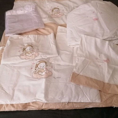Makis Tselios baby bedding set new 6 pieces beige with teddy design