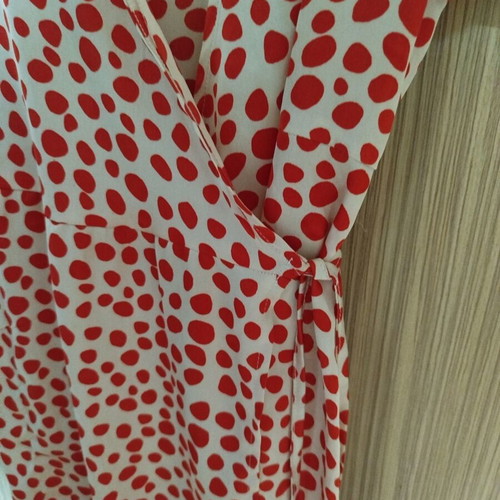Yas polka dot wrap dress like new, above knee length, red beige