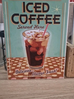 Wooden Iced Coffee decoration like new, size 13×18cm