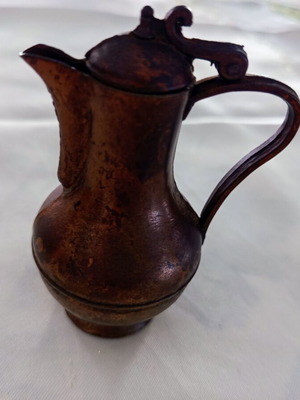 Copper miniature jug vintage used with lid