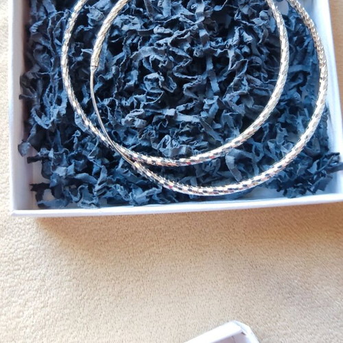 925 Silver Hoops like new with embossed shine