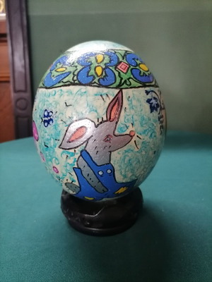 Αυγό στρουθοκαμήλου διακοσμητικό μεταχειρισμένο ζωγραφισμένο