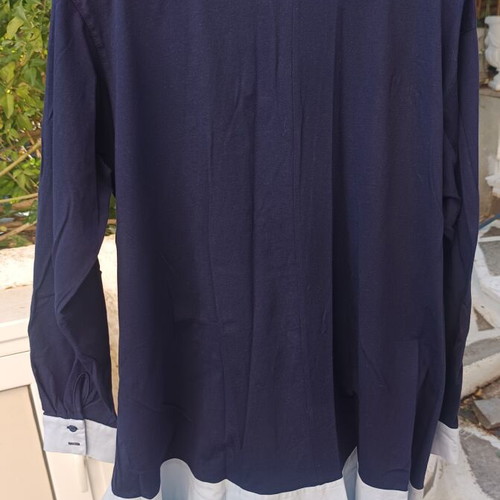 Nunu cotton shirt with integrated shirt, size S oversized, blue