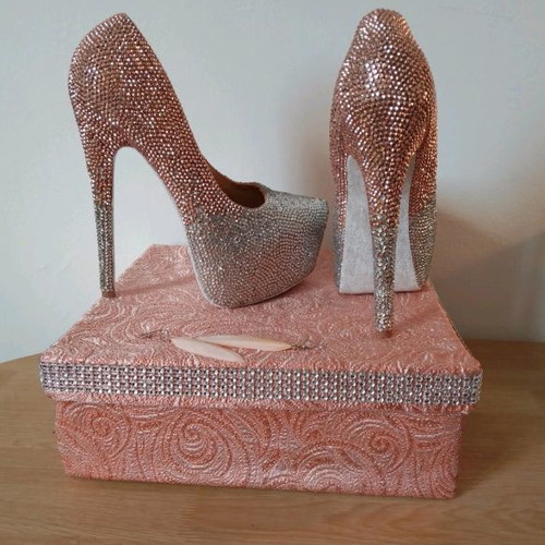 Heels with rhinestones ombre new, handmade design, size 37