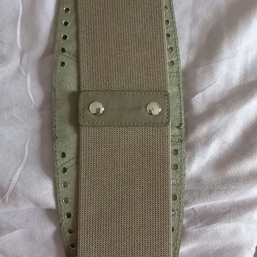 Women's belt new elastic with leather detail green
