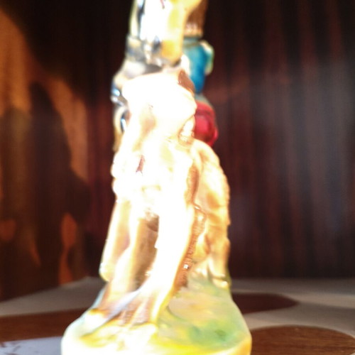 Vintage figurine romantic couple on horse mid-century ceramic